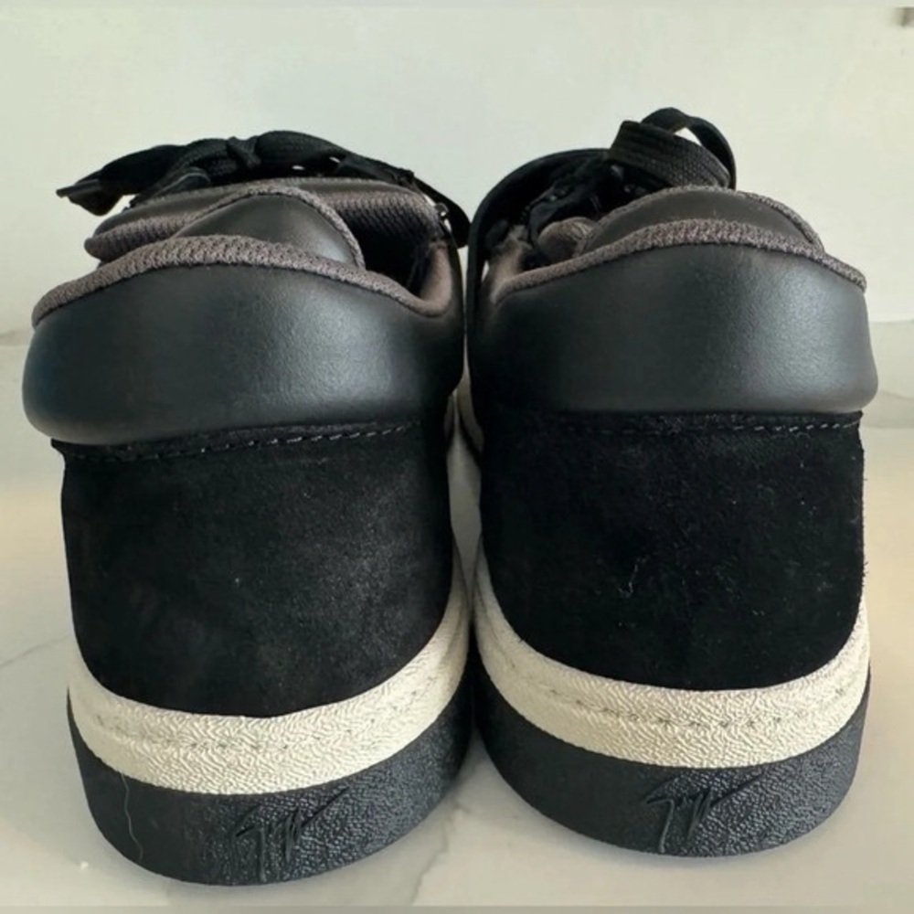 NEW Giuseppe Zanotti GZ94 low top leather sneakers black white velour EU44 US11 - Picture 6 of 9